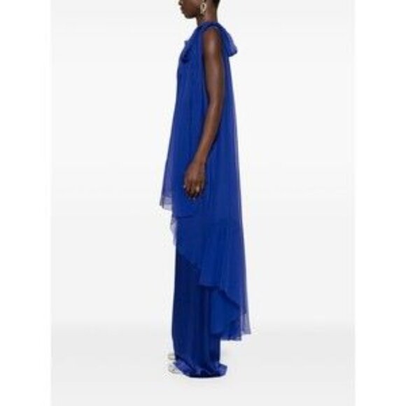 Alberta Ferretti Blue Trousers With Flowing Overlay - NWT - Picture 5 of 5